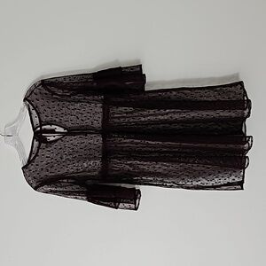 Sheer mesh babydoll top/dress with ruffled sleeves‎ size small-medium